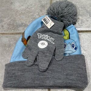 Pokemon Blue and Gray Kids Beanie and Glove Set